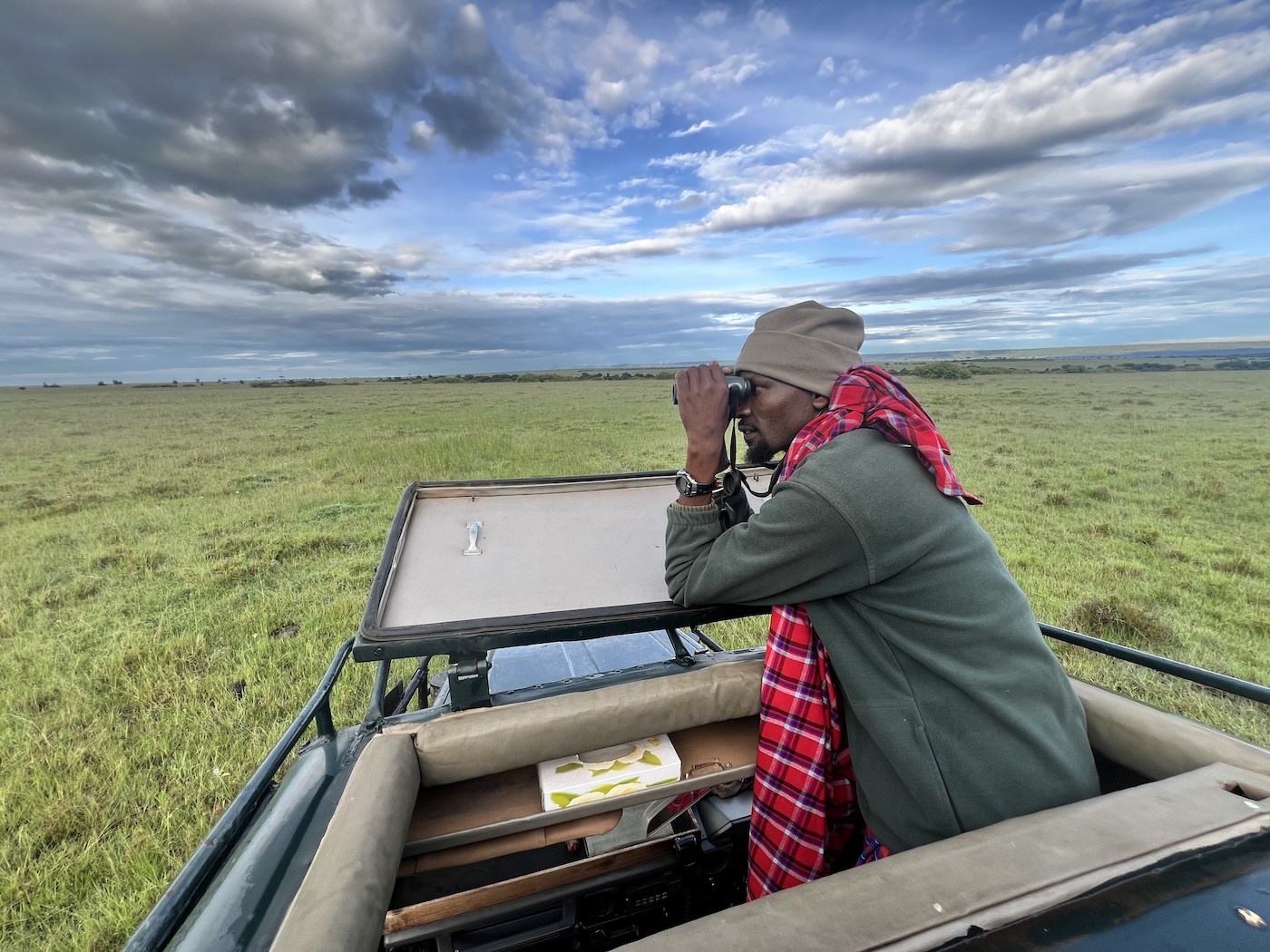 Moses Titimet Nampaso in Lemek Conservancy during a game drive