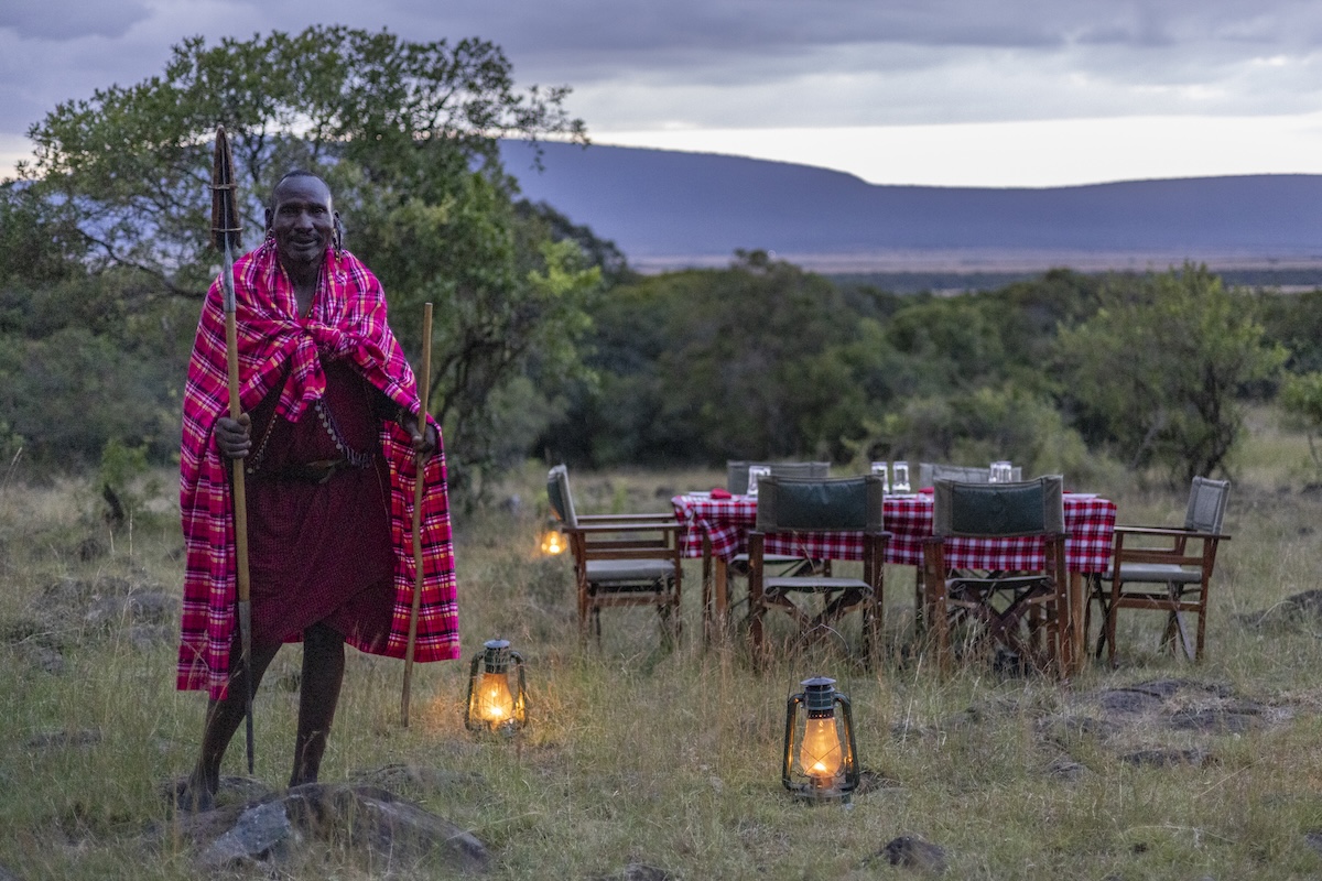 Bush dinner at Mattikoko, a Maasai-owned safari camp in the Maasai Mara